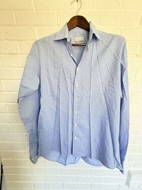 Etro Light Blue Microdot Cotton Button-Down Shirt